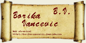 Borika Vančević vizit kartica